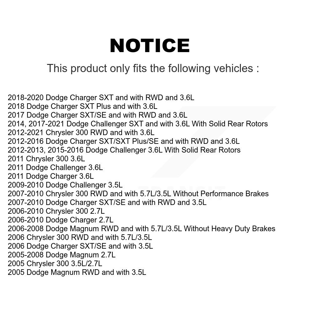 Rear Brake Caliper Left Right Side Kit For Dodge Chrysler 300 Charger Challenger Magnum KBC-100395 - Image 2