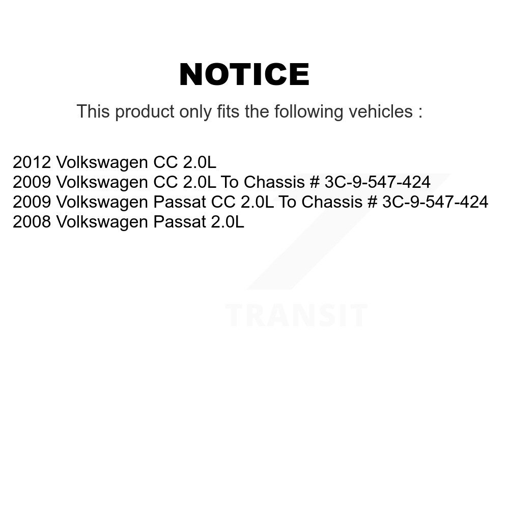 Front Rear Brake Caliper Left Right (Driver Passenger) Kit For Volkswagen CC Passat 2.0L KBC-100455 - Image 2