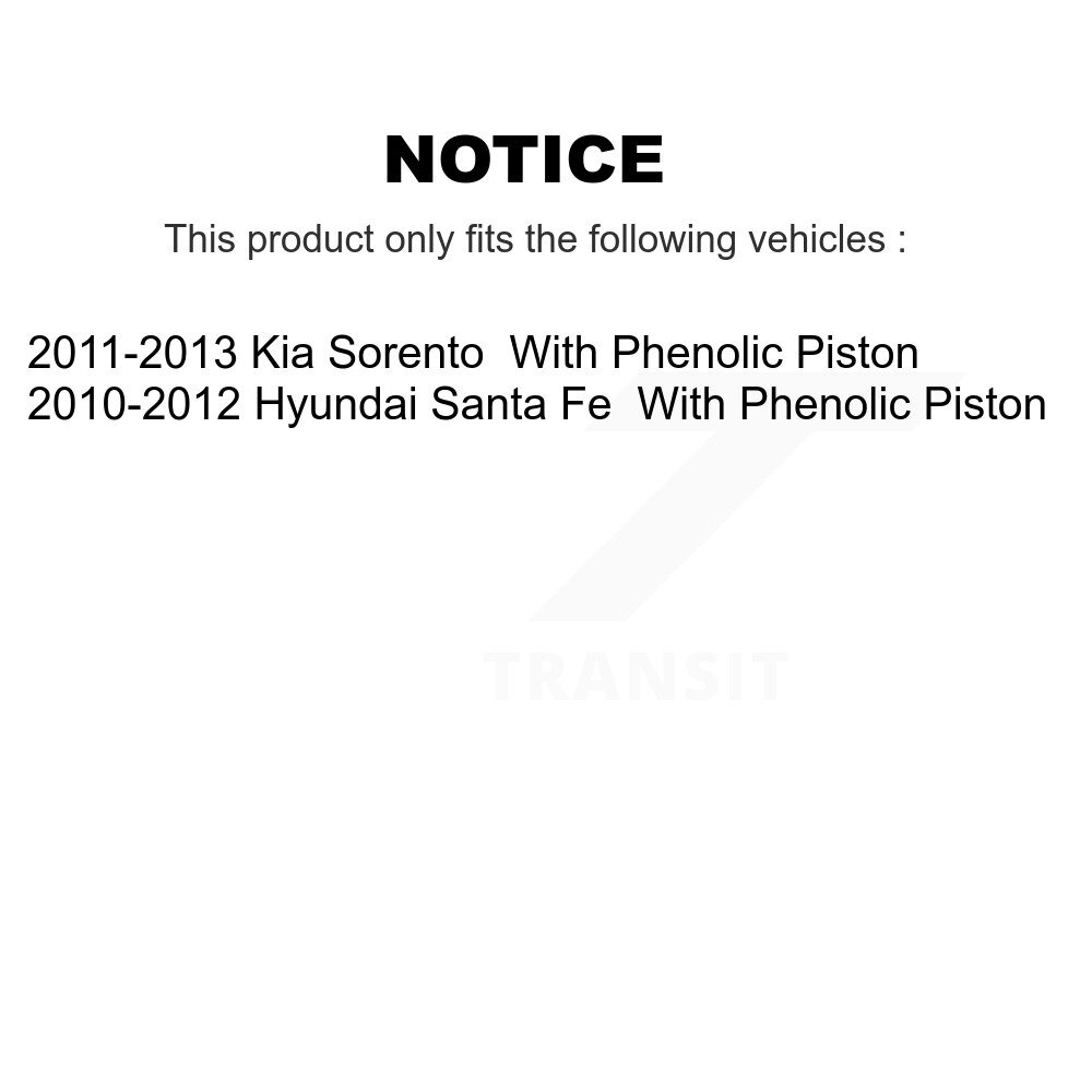 Front Rear Disc Brake Caliper Kit For Hyundai Santa Fe Kia Sorento With Phenolic Piston KBC-100565 - Image 2