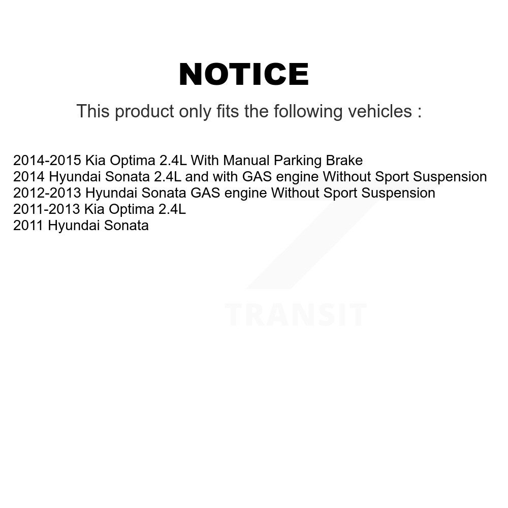 Front Rear Brake Caliper Left Right (Driver Passenger) Kit For Hyundai Sonata Kia Optima KBC-100573 - Image 2