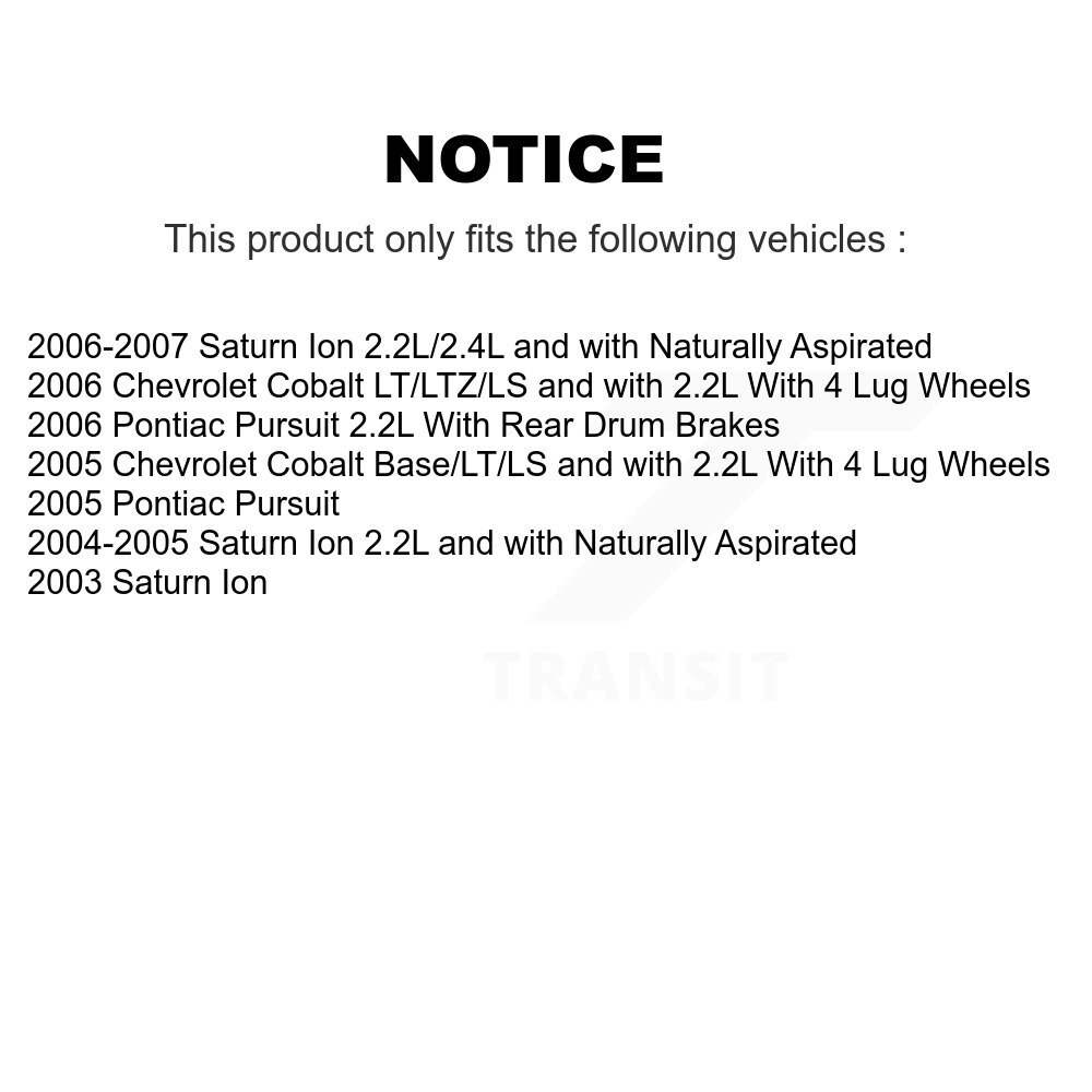 Front Disc Brake Caliper Rotor & Ceramic Pad Kit For Saturn Ion Chevrolet Cobalt Pontiac KC8-100004C - Image 2