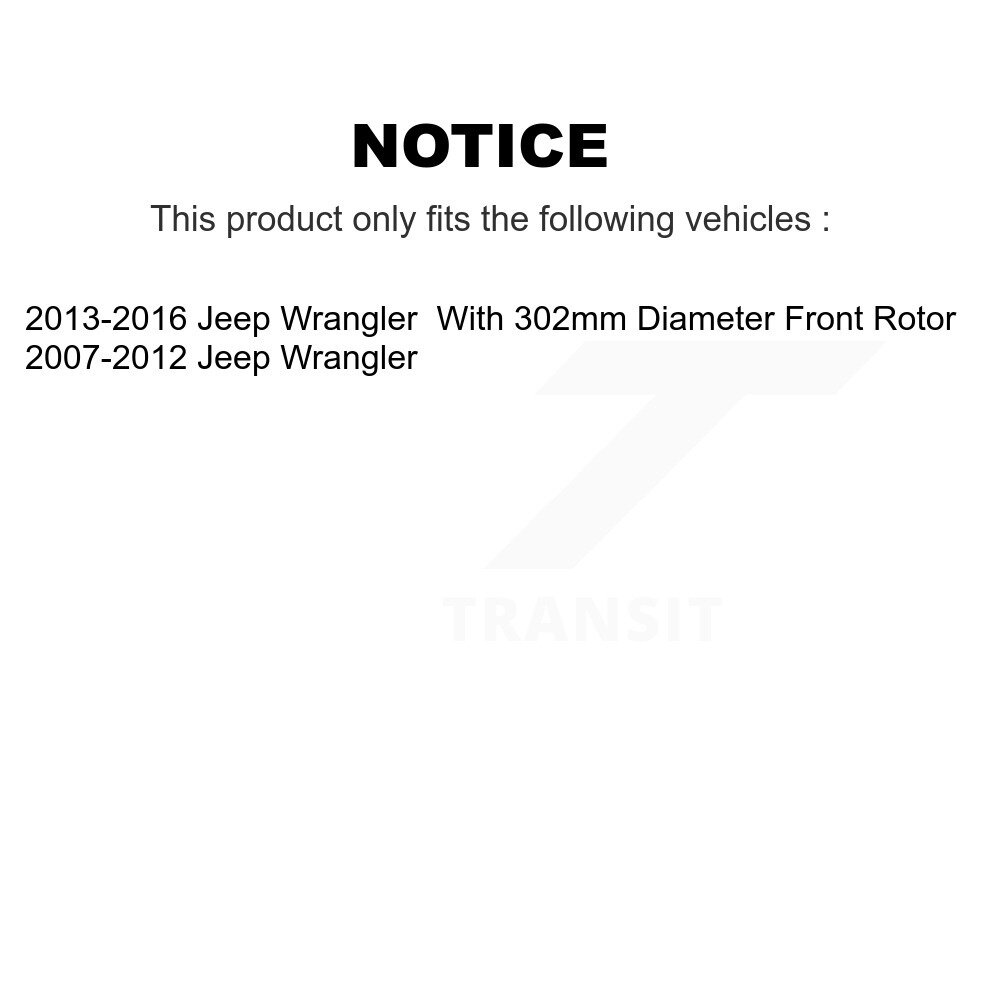 Front Disc Brake Caliper Rotors And Ceramic Pads Kit For Jeep Wrangler KC8-100038C - Image 2