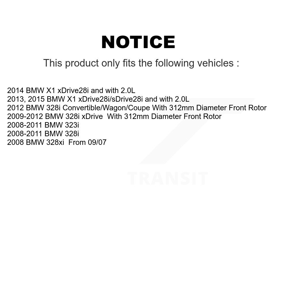 Front Disc Brake Caliper Rotors And Ceramic Pads Kit For BMW 328i xDrive X1 328xi KC8-100073C - Image 2