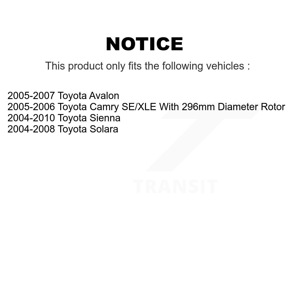 Front Disc Brake Caliper Rotor And Ceramic Pad Kit For Toyota Sienna Camry Solara Avalon KC8-100102C - Image 2