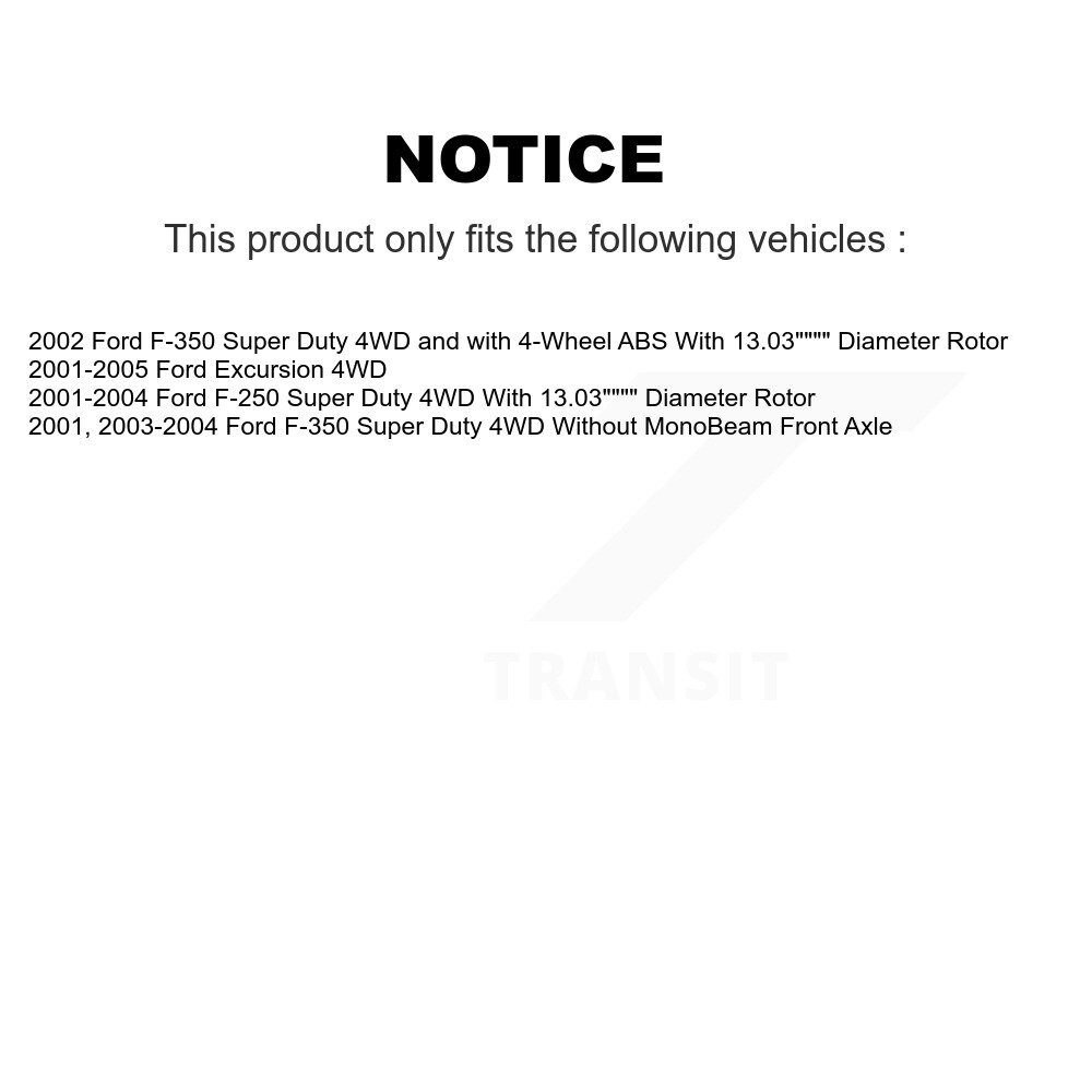 Front Disc Brake Caliper Rotor Ceramic Pad Kit For Ford F-350 Super Duty F-250 Excursion KC8-100170C - Image 2