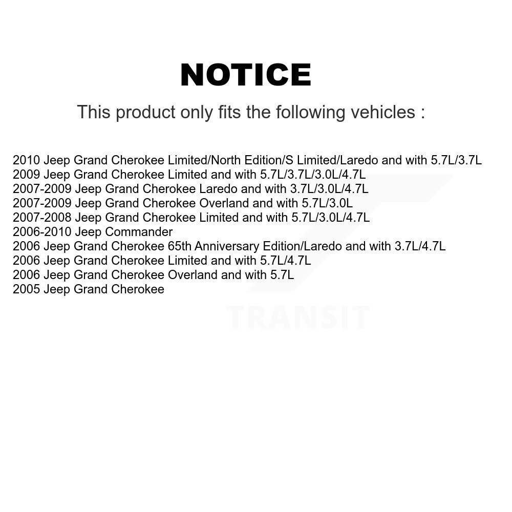 Front Disc Brake Caliper Rotors And Ceramic Pads Kit For Jeep Grand Cherokee Commander KC8-100195C - Image 2