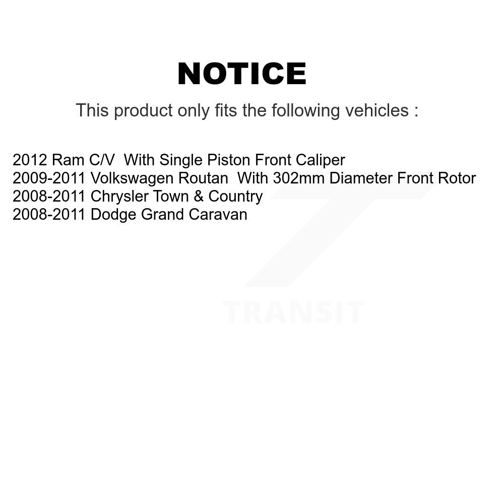 Front Brake Caliper Rotor Ceramic Pad Kit For Dodge Grand Caravan Chrysler Town & Routan KC8-100255C - Image 2