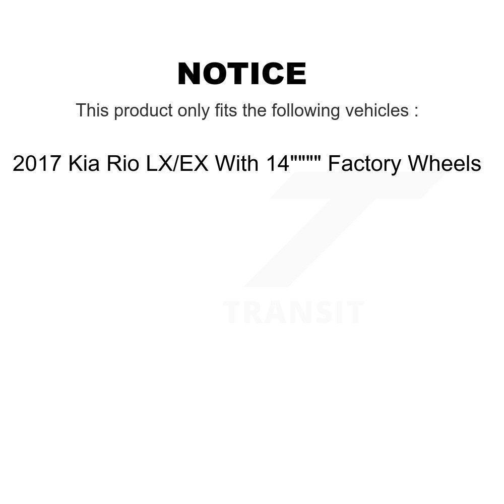 Front Brake Caliper Rotor Ceramic Pad Kit For 2017 Kia Rio LX EX With 14" Factory Wheels KC8-100336C - Image 2