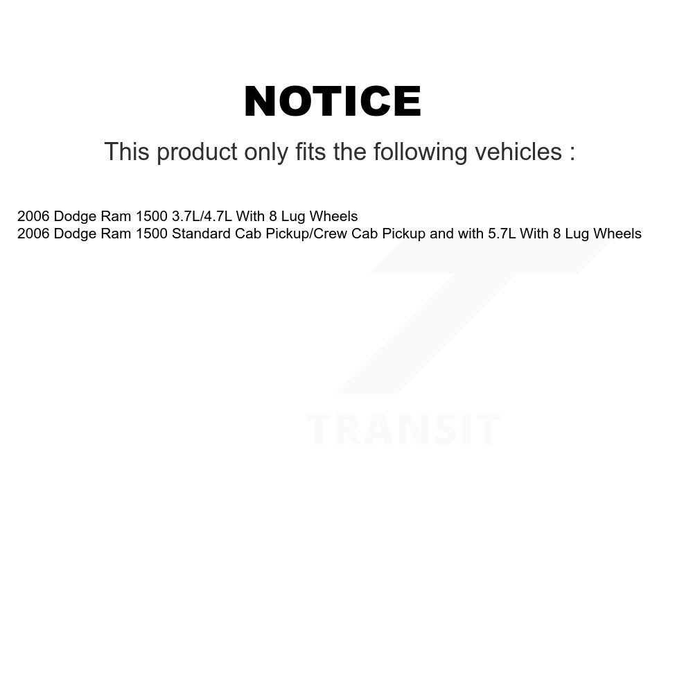 Rear Disc Brake Caliper Rotors And Ceramic Pads Kit For Dodge Ram 1500 With 8 Lug Wheels KC8-100362C - Image 2