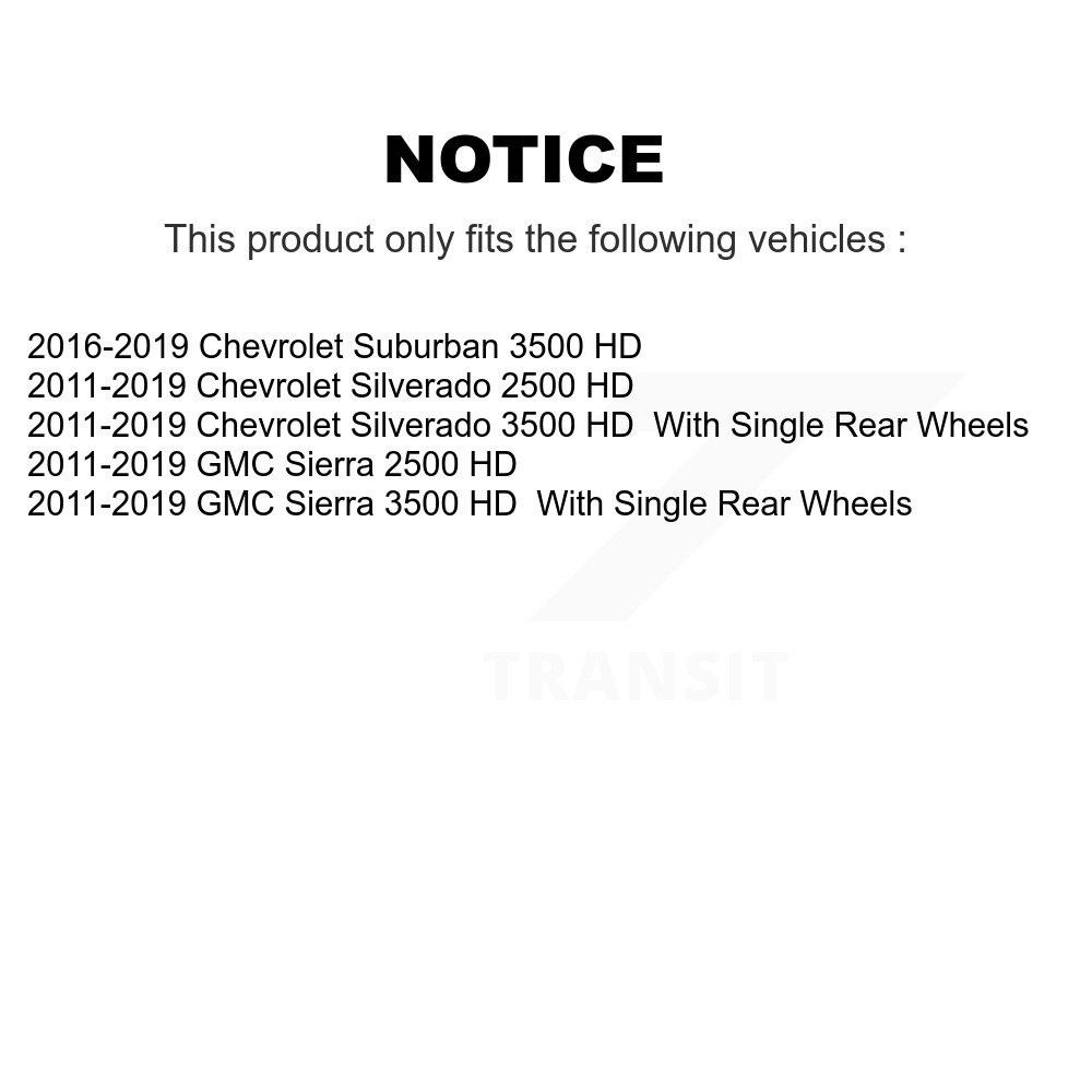 Rear Brake Caliper Rotor Ceramic Pad Kit For GMC Chevrolet Sierra 2500 HD Silverado 3500 KC8-100380C - Image 2