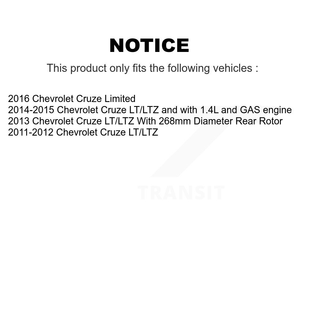 Rear Disc Brake Caliper Rotors And Ceramic Pads Kit For Chevrolet Cruze Limited KC8-100402C - Image 2