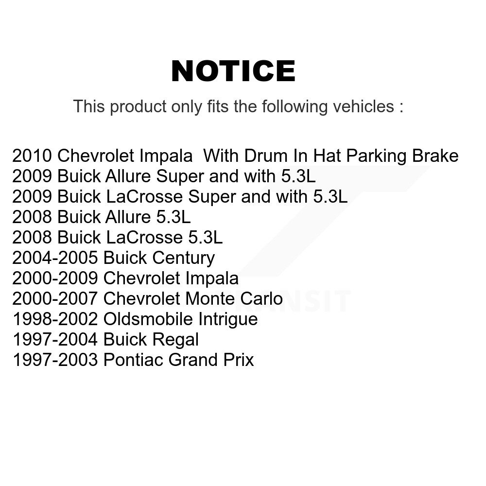 Rear Brake Caliper Rotor Ceramic Pad Kit For Chevrolet Impala Buick LaCrosse Monte Carlo KC8-100406C - Image 2