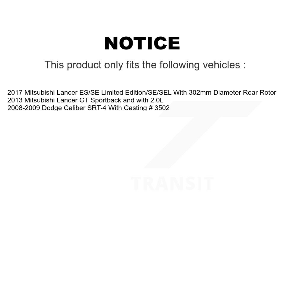 Rear Disc Brake Caliper Rotors And Ceramic Pads Kit For Mitsubishi Lancer Dodge Caliber KC8-100422C - Image 2