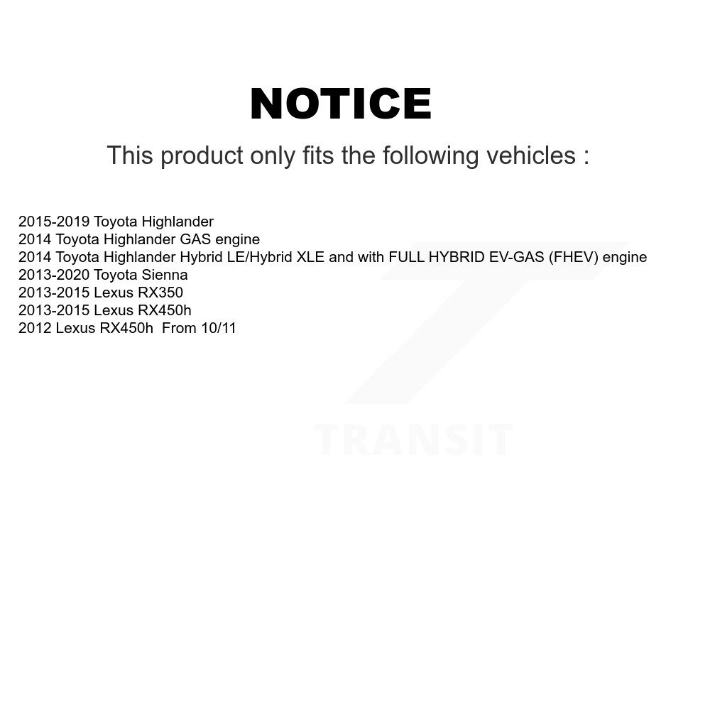 Rear Brake Caliper Rotor Ceramic Pad Kit For Toyota Sienna Highlander Lexus RX350 RX450h KC8-100439C - Image 2