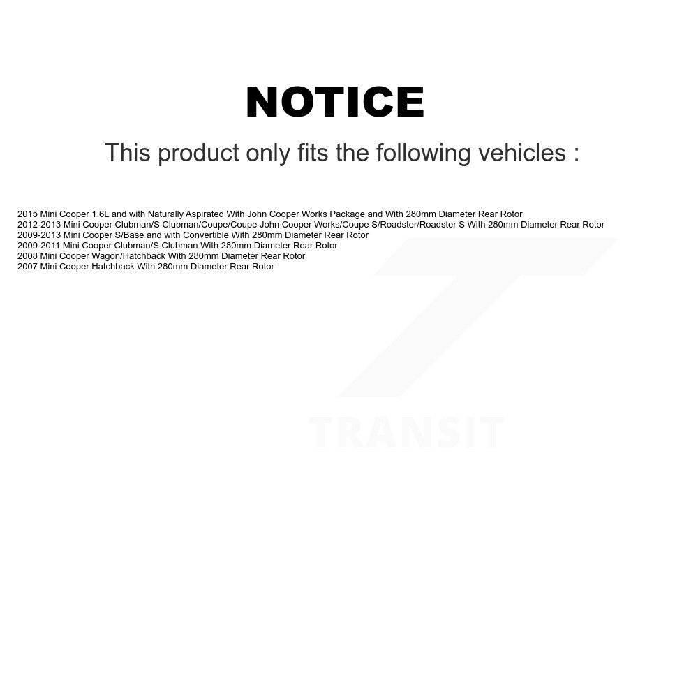 Rear Disc Brake Caliper Rotors And Ceramic Pads Kit For Mini Cooper KC8-100447C - Image 2