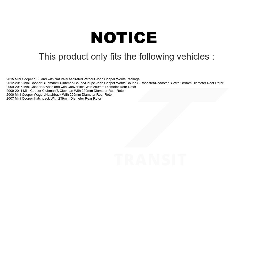 Rear Disc Brake Caliper Rotors And Ceramic Pads Kit For Mini Cooper KC8-100448C - Image 2