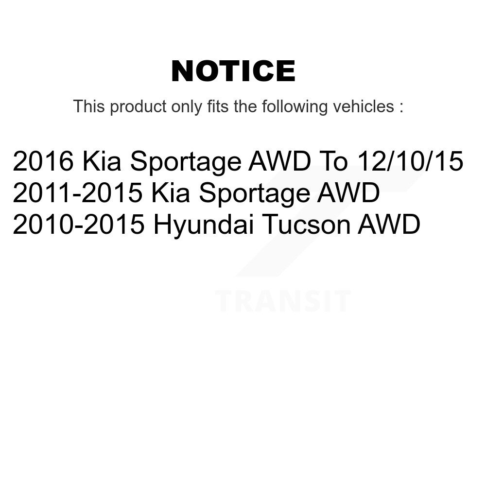 Rear Disc Brake Caliper Rotors And Ceramic Pads Kit For Hyundai Tucson Kia Sportage AWD KC8-100476C - Image 2