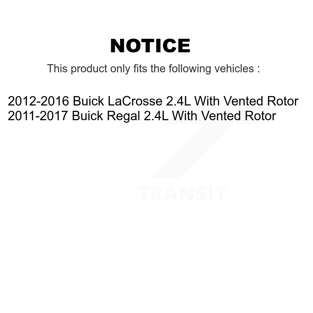 Rear Brake Caliper Rotor Ceramic Pad Kit For Buick Regal LaCrosse With Vented 2.4L KC8-100527C - Image 2