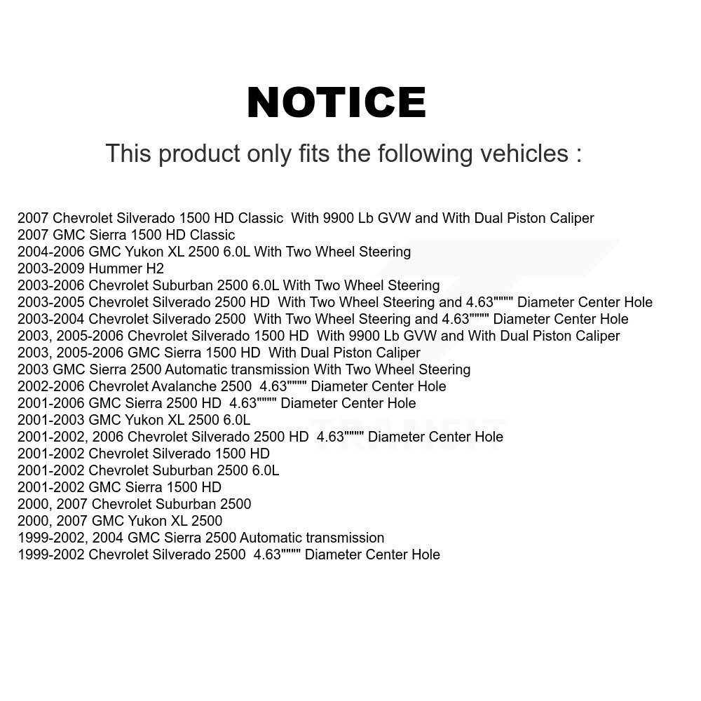Rear Brake Caliper Rotor & Ceramic Pad Kit For Chevrolet GMC Sierra 2500 HD Silverado H2 KC8-100535C - Image 2