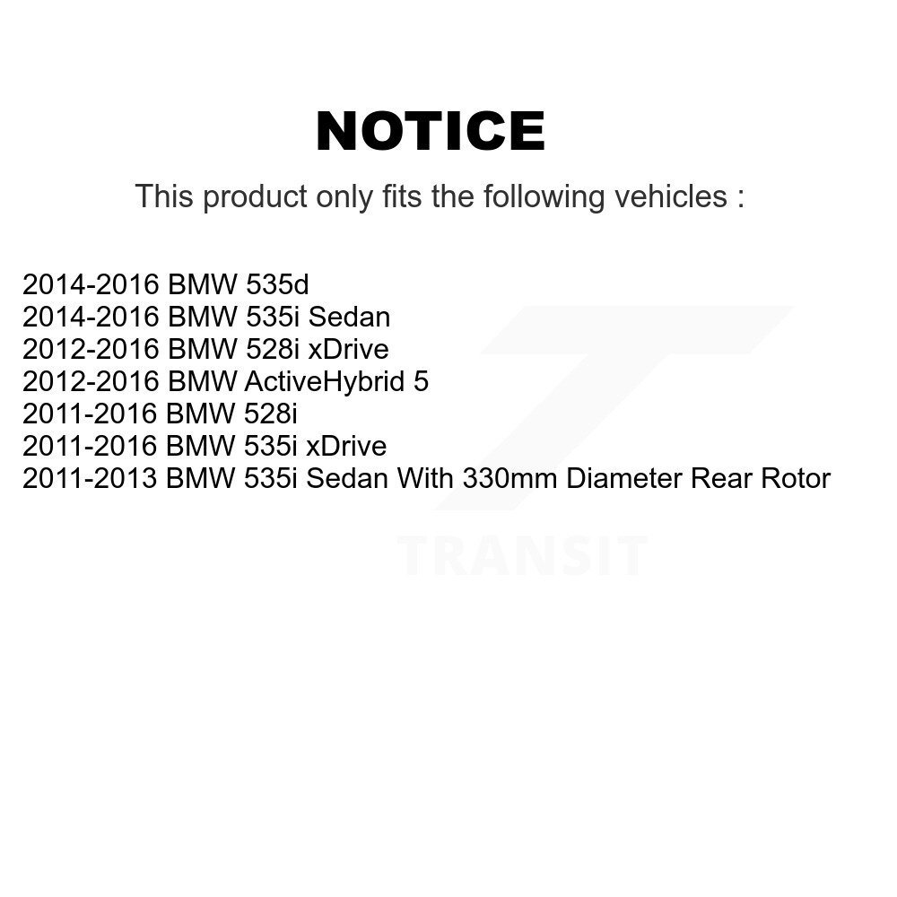 Rear Brake Caliper Rotors & Ceramic Pad Kit For BMW 535i xDrive 528i ActiveHybrid 5 535d KC8-100591C - Image 2
