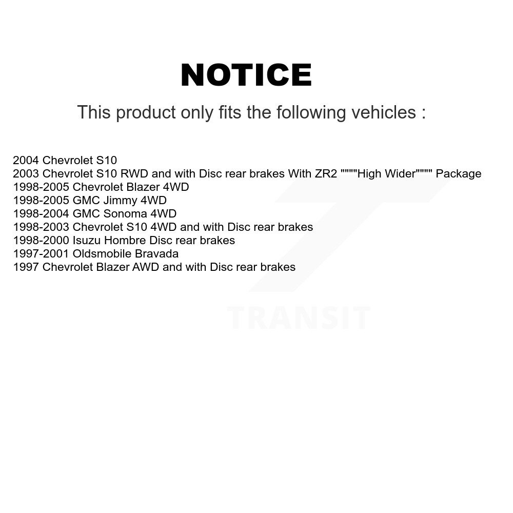 Rear Brake Caliper Rotor Ceramic Pad Kit For Chevrolet GMC Blazer S10 Jimmy Sonoma Isuzu KC8-100610C - Image 2