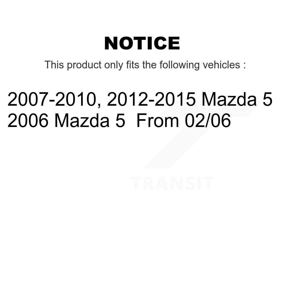 Rear Disc Brake Caliper Rotors And Ceramic Pads Kit For Mazda 5 KC8-100626C - Image 2