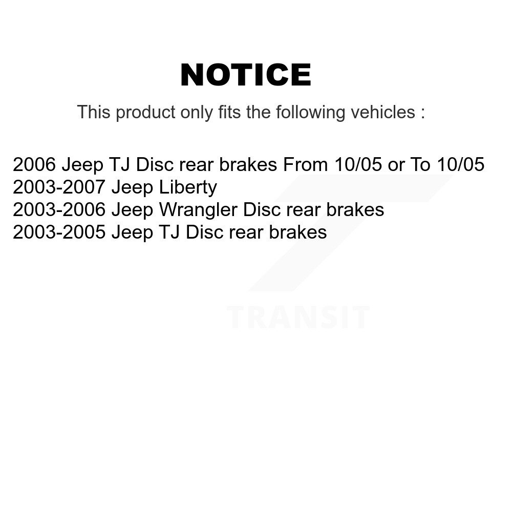 Rear Disc Brake Caliper Rotors And Ceramic Pads Kit For Jeep Liberty Wrangler TJ KC8-100633C - Image 2