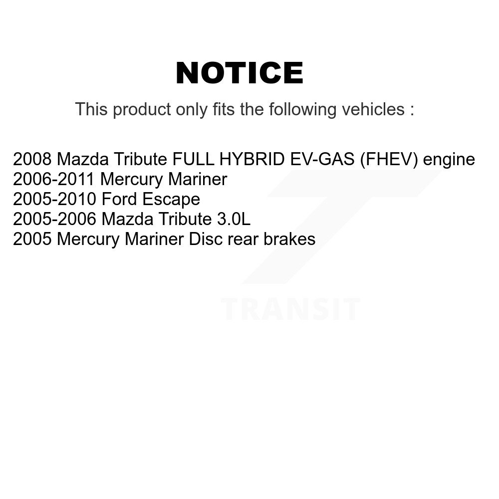 Rear Brake Caliper Rotor & Ceramic Pad Kit For Ford Escape Mazda Tribute Mercury Mariner KC8-100663C - Image 2