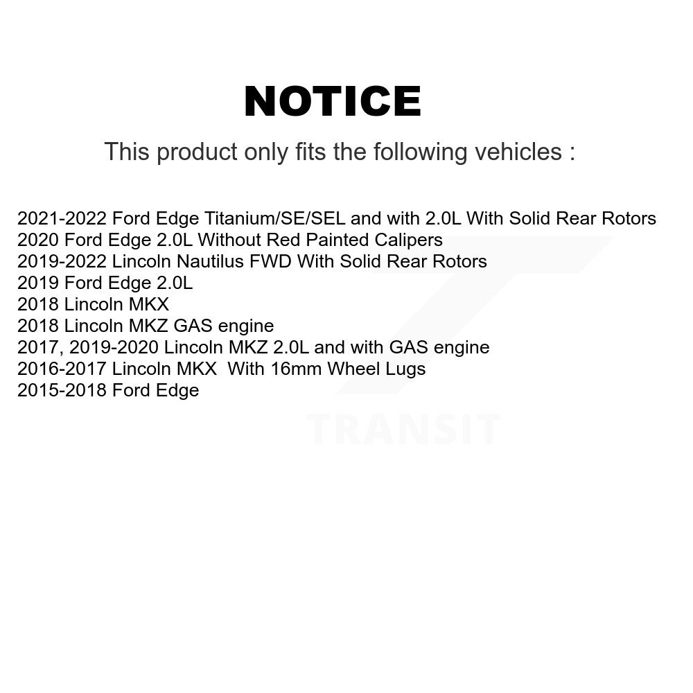 Rear Disc Brake Caliper Rotor And Ceramic Pad Kit For Ford Edge Lincoln MKX Nautilus MKZ KC8-100667C - Image 2