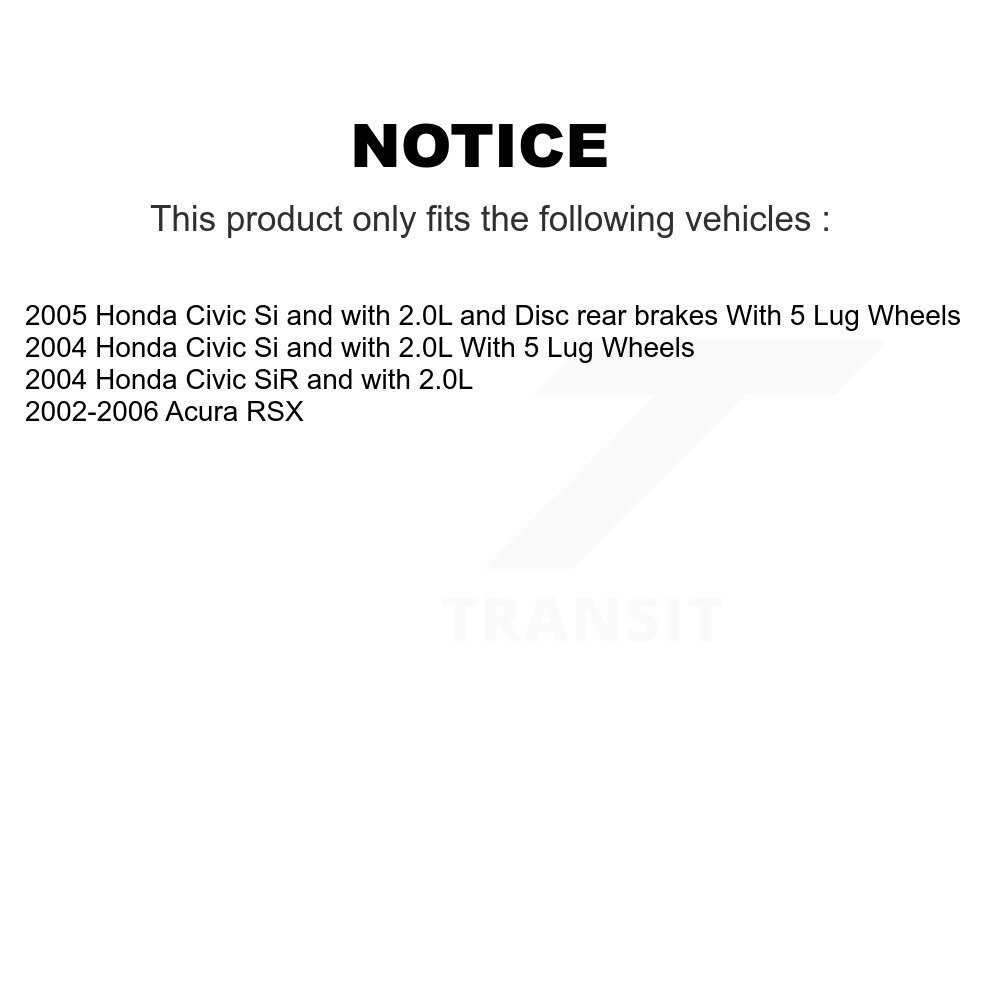 Rear Disc Brake Caliper Rotors And Ceramic Pads Kit For Honda Civic Acura RSX KC8-100672C - Image 2