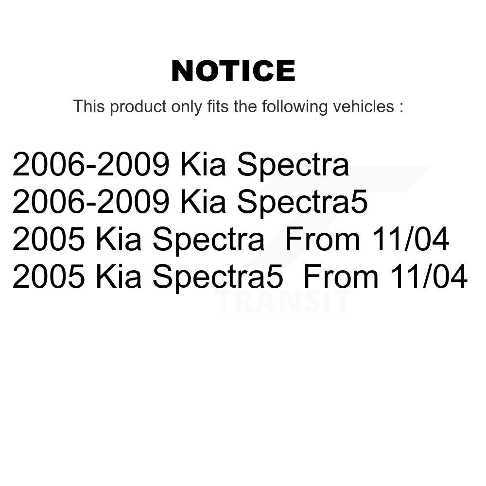 Front Rear Disc Brake Caliper Rotors And Ceramic Pad Kit (10Pc) For Kia Spectra Spectra5 KC8-100956C - Image 2