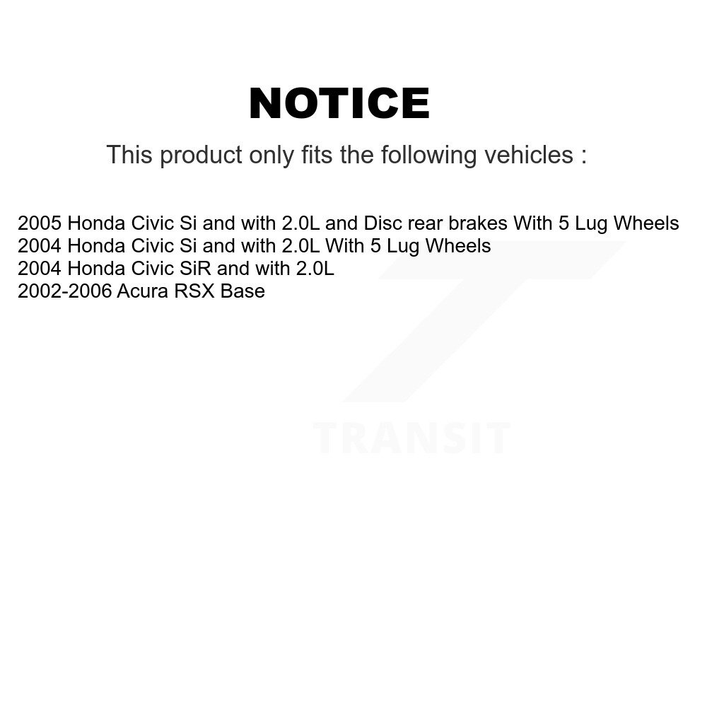 Front Rear Disc Brake Caliper Rotor And Ceramic Pad Kit (10Pc) For Honda Civic Acura RSX KC8-100958C - Image 2