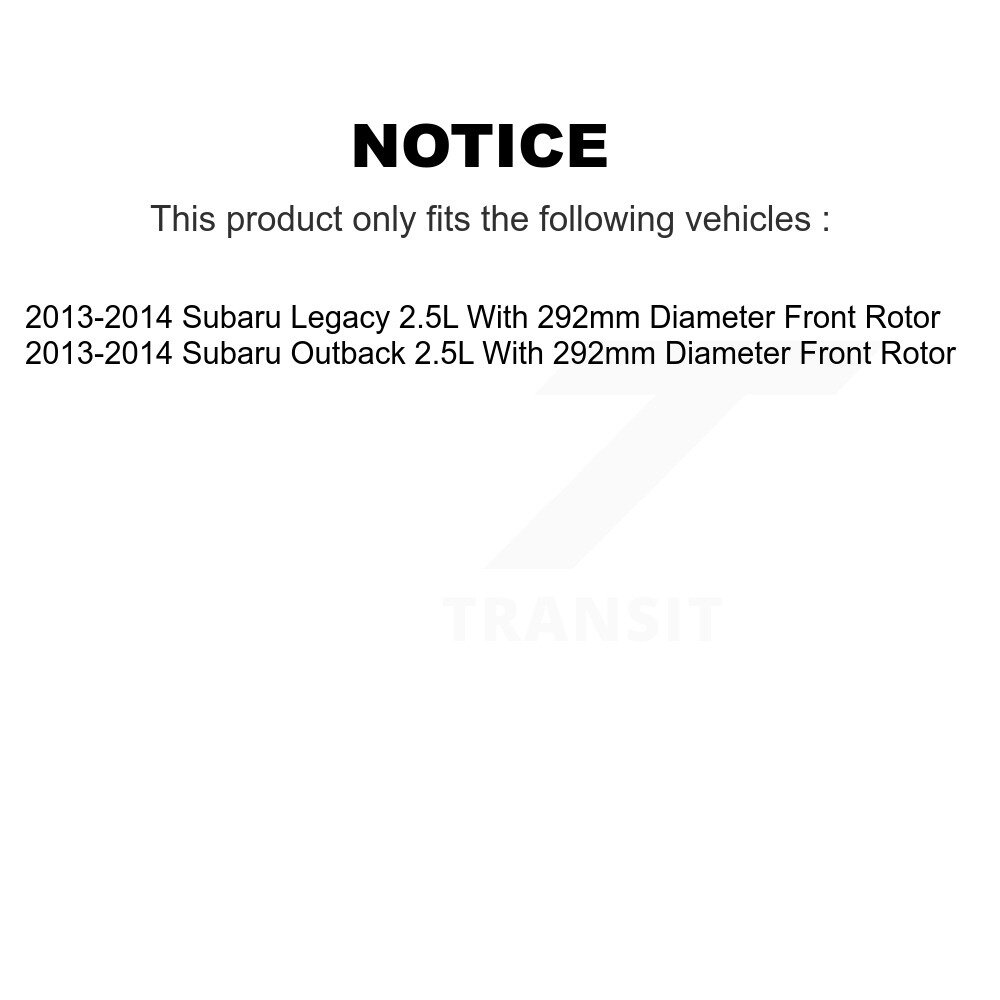 Front Rear Brake Caliper Rotor And Ceramic Pad Kit (10Pc) For Subaru Outback Legacy 2.5L KC8-101049C - Image 2
