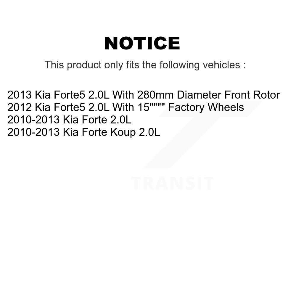 Front Rear Brake Caliper Rotor And Ceramic Pad Kit (10Pc) For Kia Forte Koup Forte5 2.0L KC8-101158C - Image 2