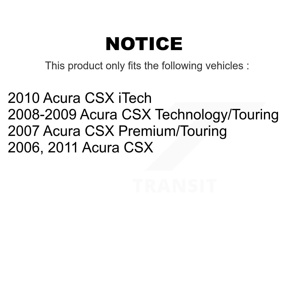Front Rear Disc Brake Caliper Rotors And Ceramic Pads Kit (10Pc) For Acura CSX KC8-101200C - Image 2