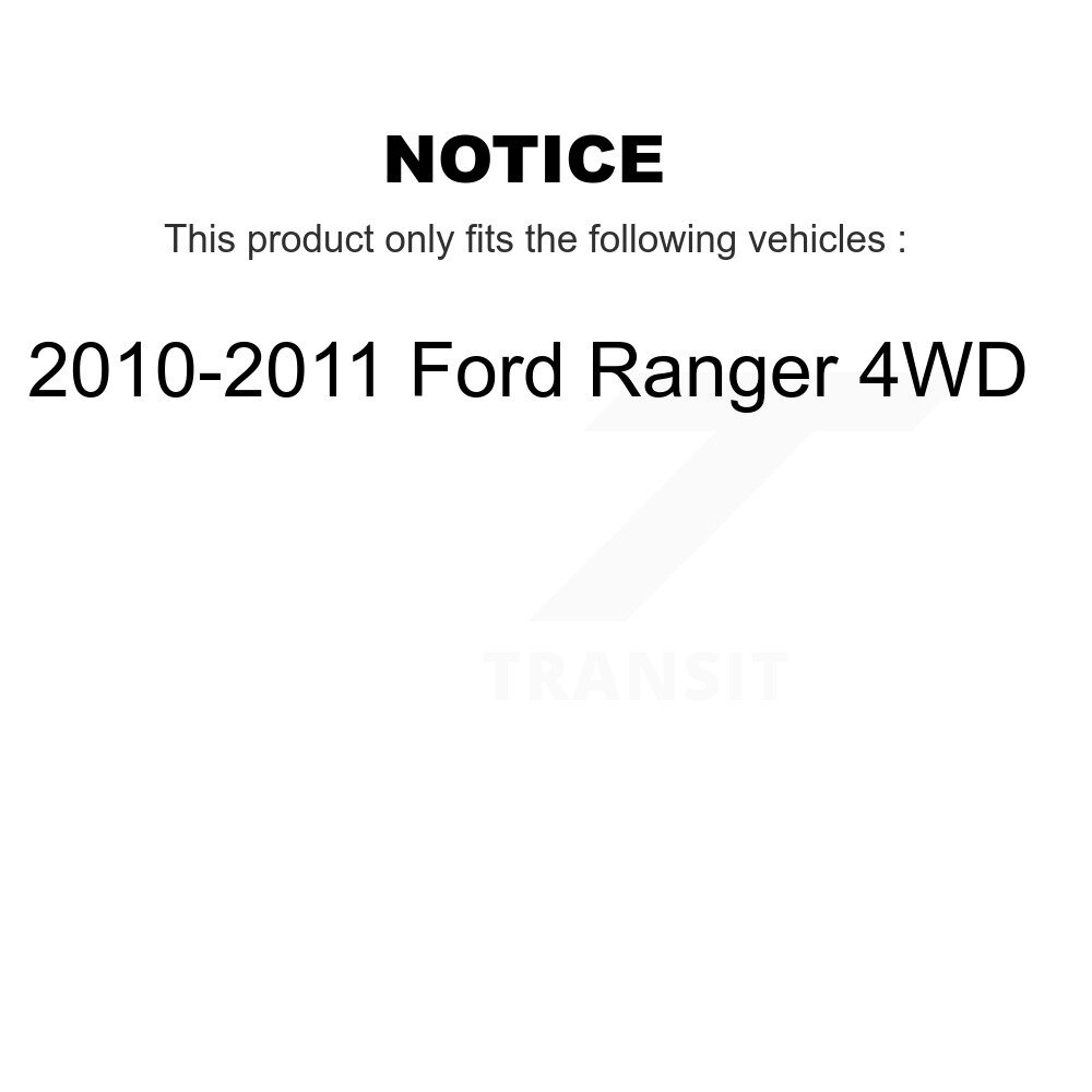 Front Rear Disc Brake Caliper Rotor Ceramic Pad Kit (10Pc) For 2010-2011 Ford Ranger 4WD KC8-101231C - Image 2