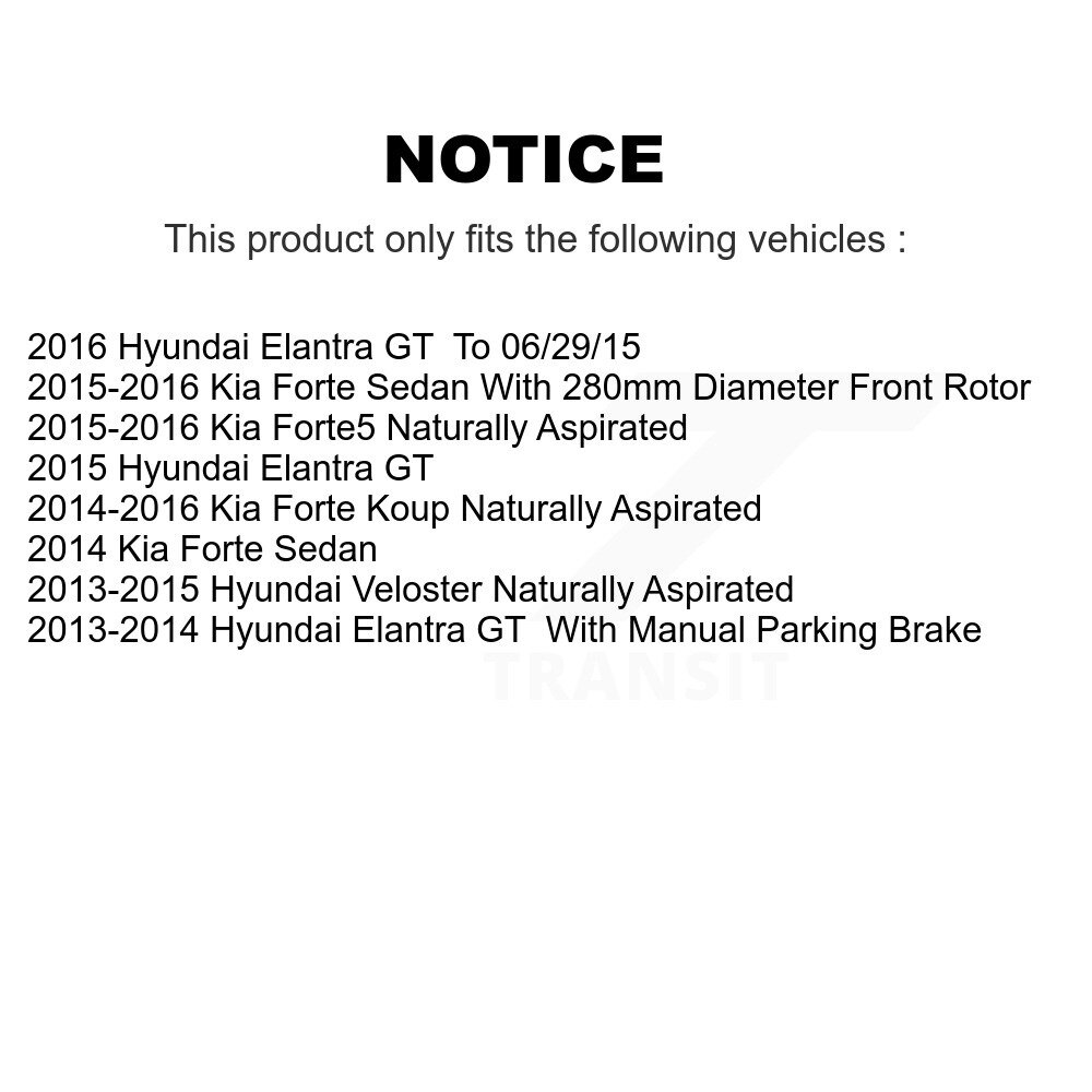 Front Rear Brake Caliper Rotor & Ceramic Pad Kit (10Pc) For Hyundai Elantra GT Kia Forte KC8-101268C - Image 2