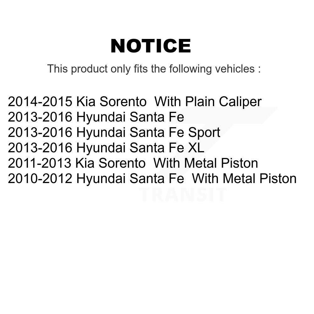 Rear Disc Brake Caliper Rotors Ceramic Pad Kit For Hyundai Santa Fe Sport Kia Sorento XL KC8-101345C - Image 2
