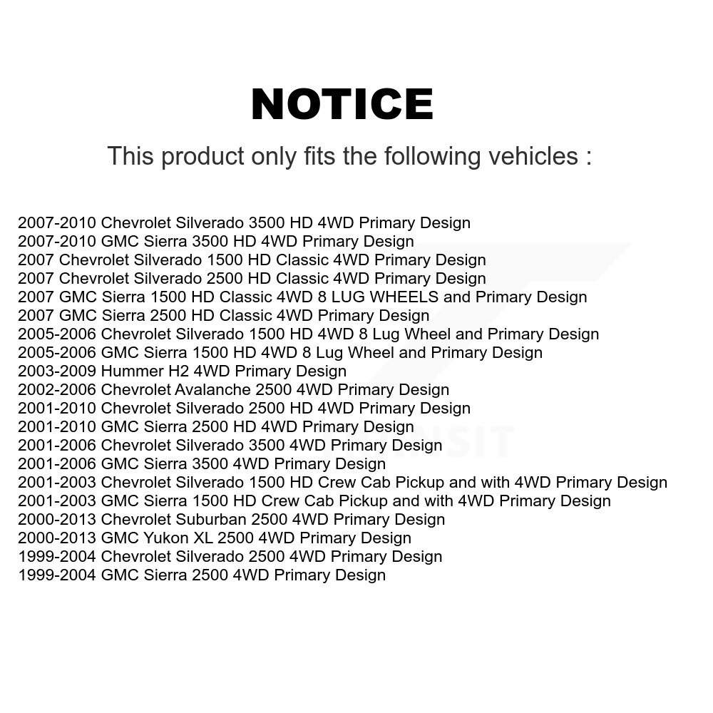 Front CV Axle Shaft Kit For Chevrolet GMC Sierra 2500 HD Silverado 3500 Classic Hummer H2 KCV-100053 - Image 2