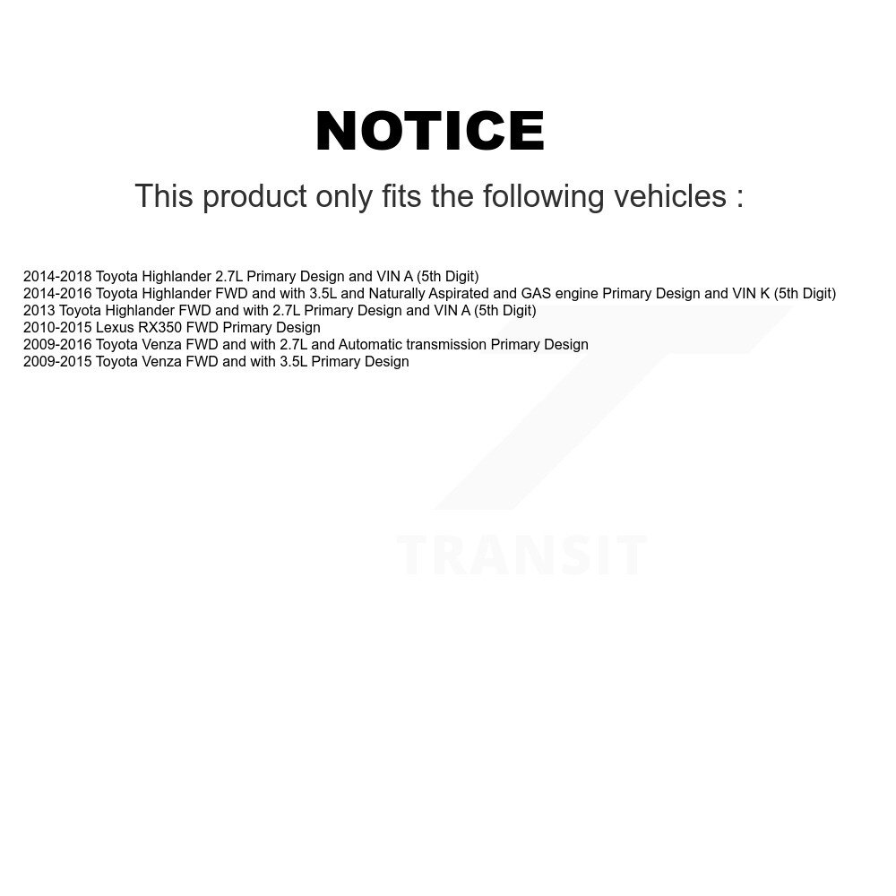 Front CV Axle Drive Shaft Complete Assembly Kit For Toyota Highlander Venza Lexus RX350 KCV-100074 - Image 2