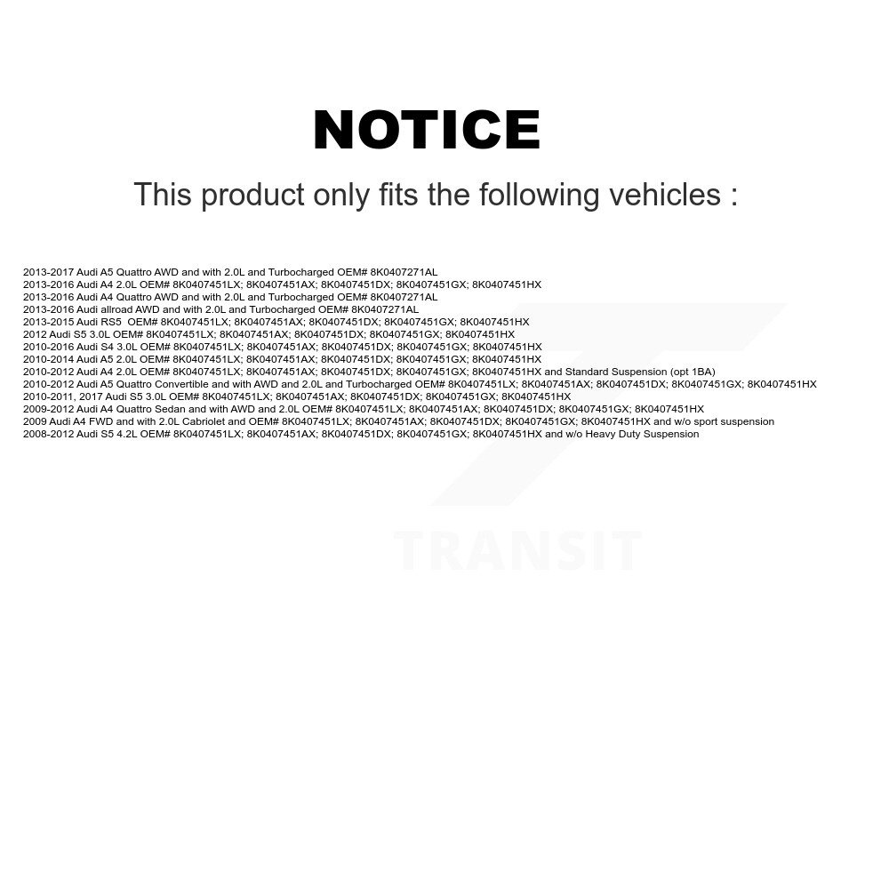 Front CV Axle Drive Shaft Complete Assembly Kit For Audi A4 Quattro A5 S4 S5 allroad RS5 KCV-100081 - Image 2