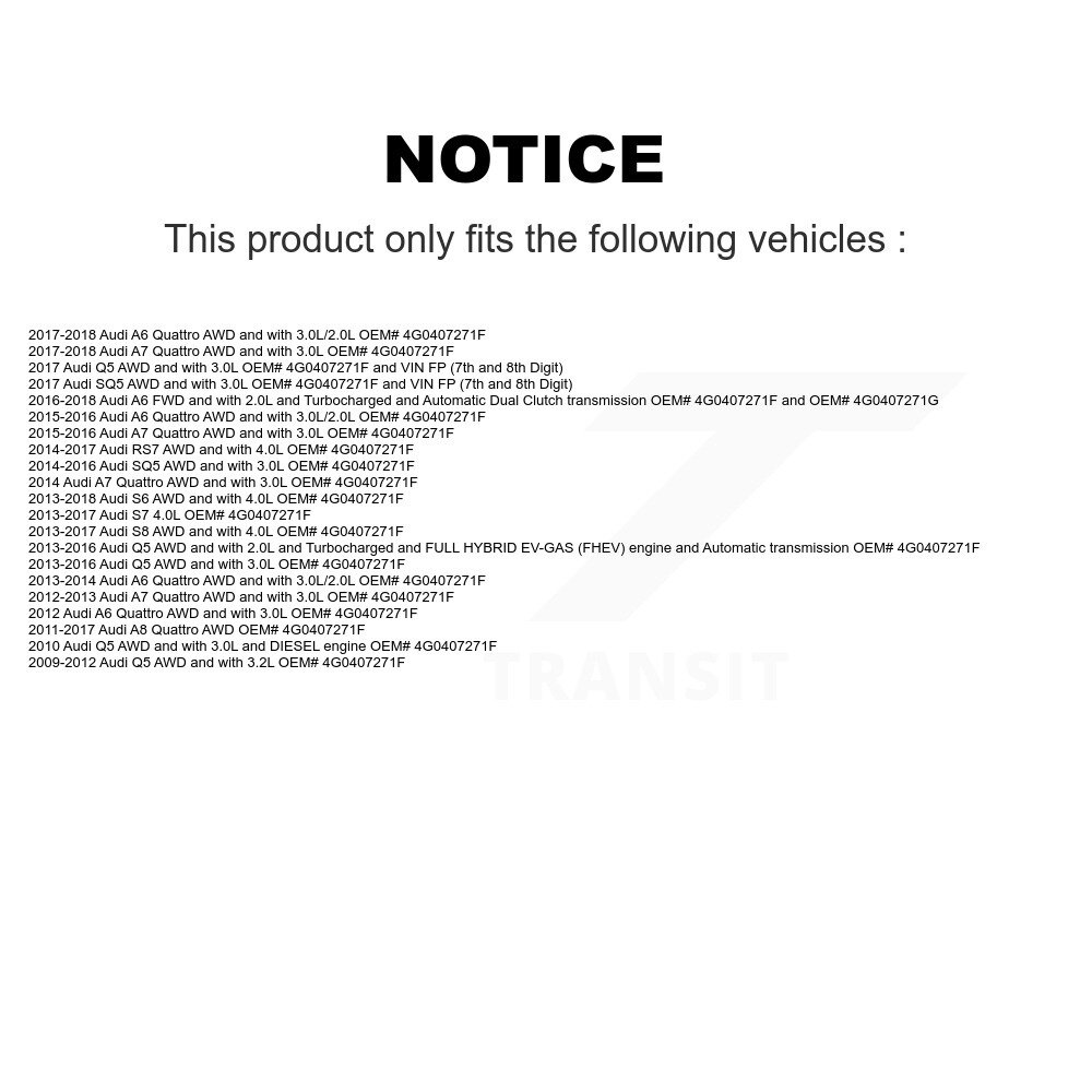 Front CV Axle Drive Shaft Assembly Kit For Audi Q5 A6 Quattro A7 SQ5 A8 S6 RS7 S8 KCV-100144 - Image 2