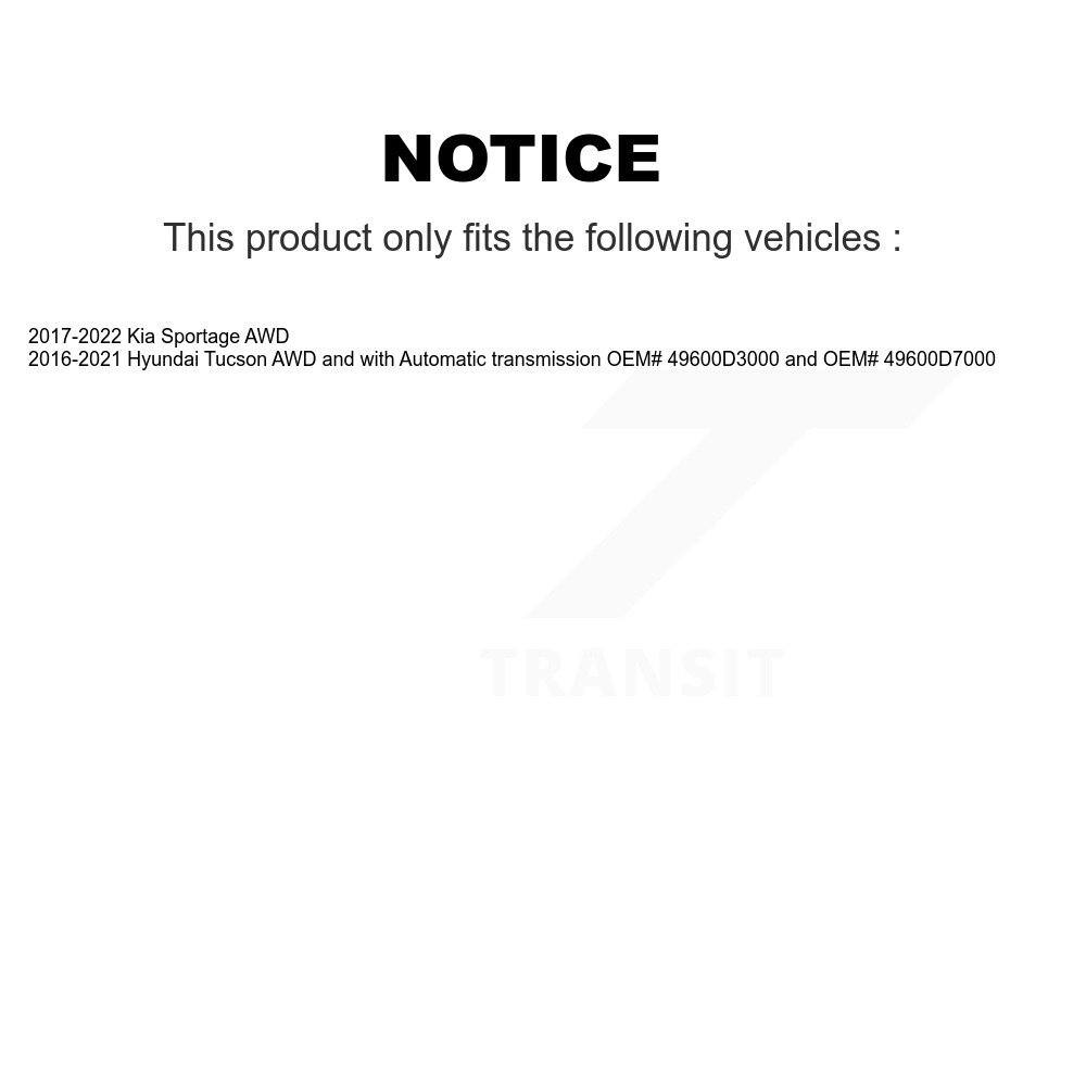 Rear CV Axle Drive Shaft Complete Assembly Kit For Hyundai Tucson Kia Sportage KCV-100169 - Image 2