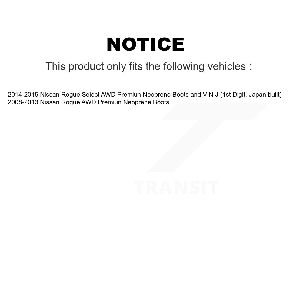 Front Rear CV Axle Drive Shaft Complete Assembly Kit For Nissan Rogue Select AWD KCV-100178 - Image 2