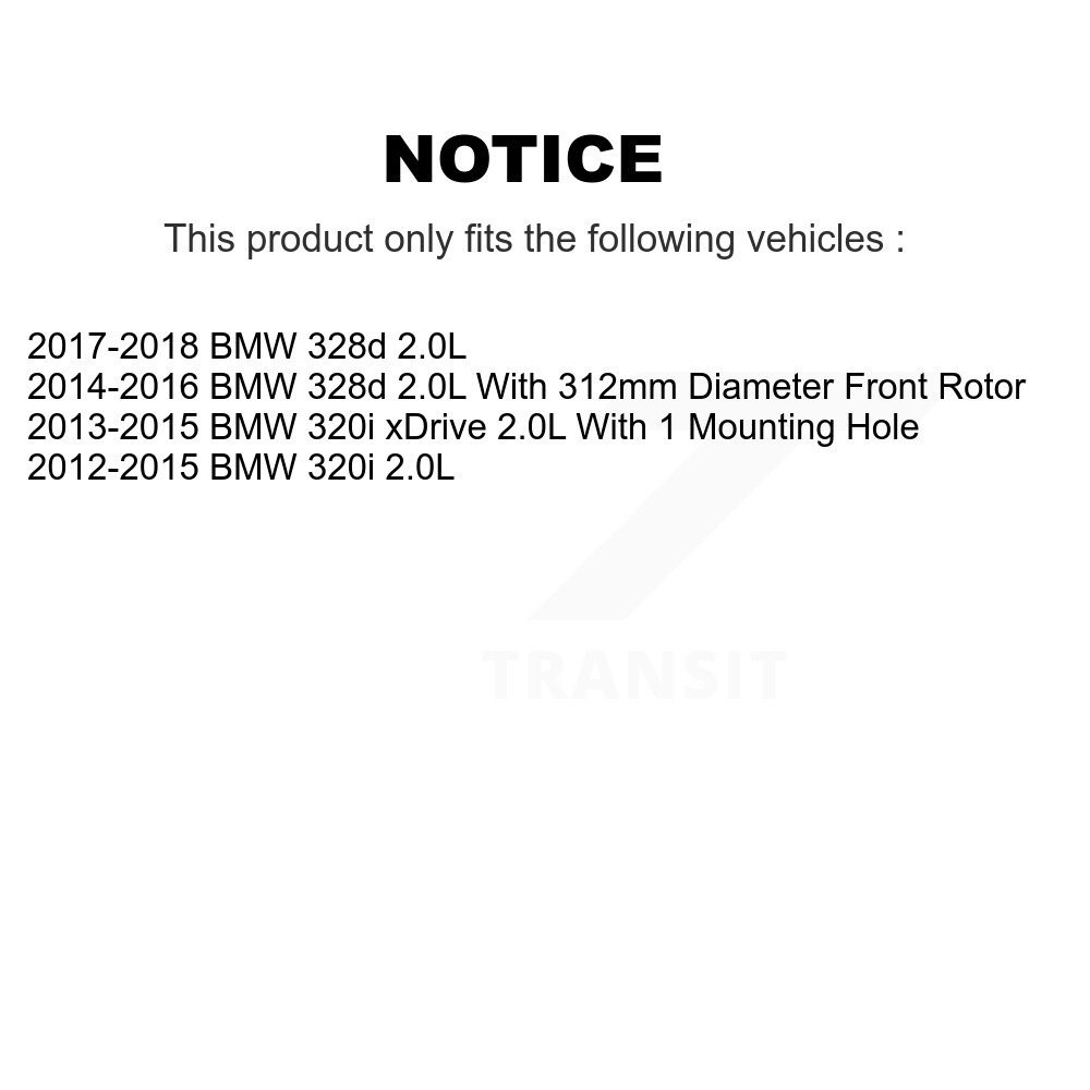 Front Rear Ceramic Disc Brake Pad And Wear Sensor Kit (7Pc) For BMW 320i xDrive 328d 2.0L KCW-100414 - Image 2