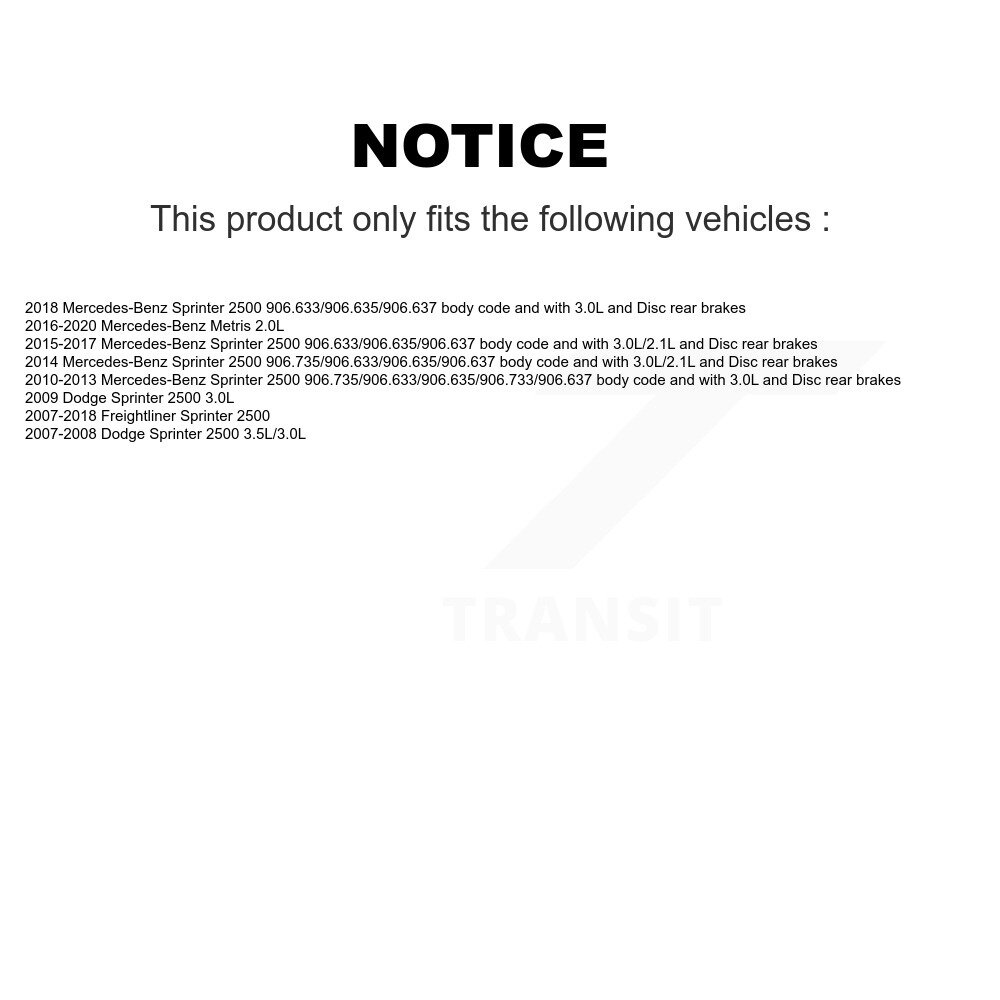 Front Ceramic Disc Brake Pad Extra Wear Sensor Kit For Mercedes-Benz Sprinter 2500 Metris KCW-100500 - Image 2