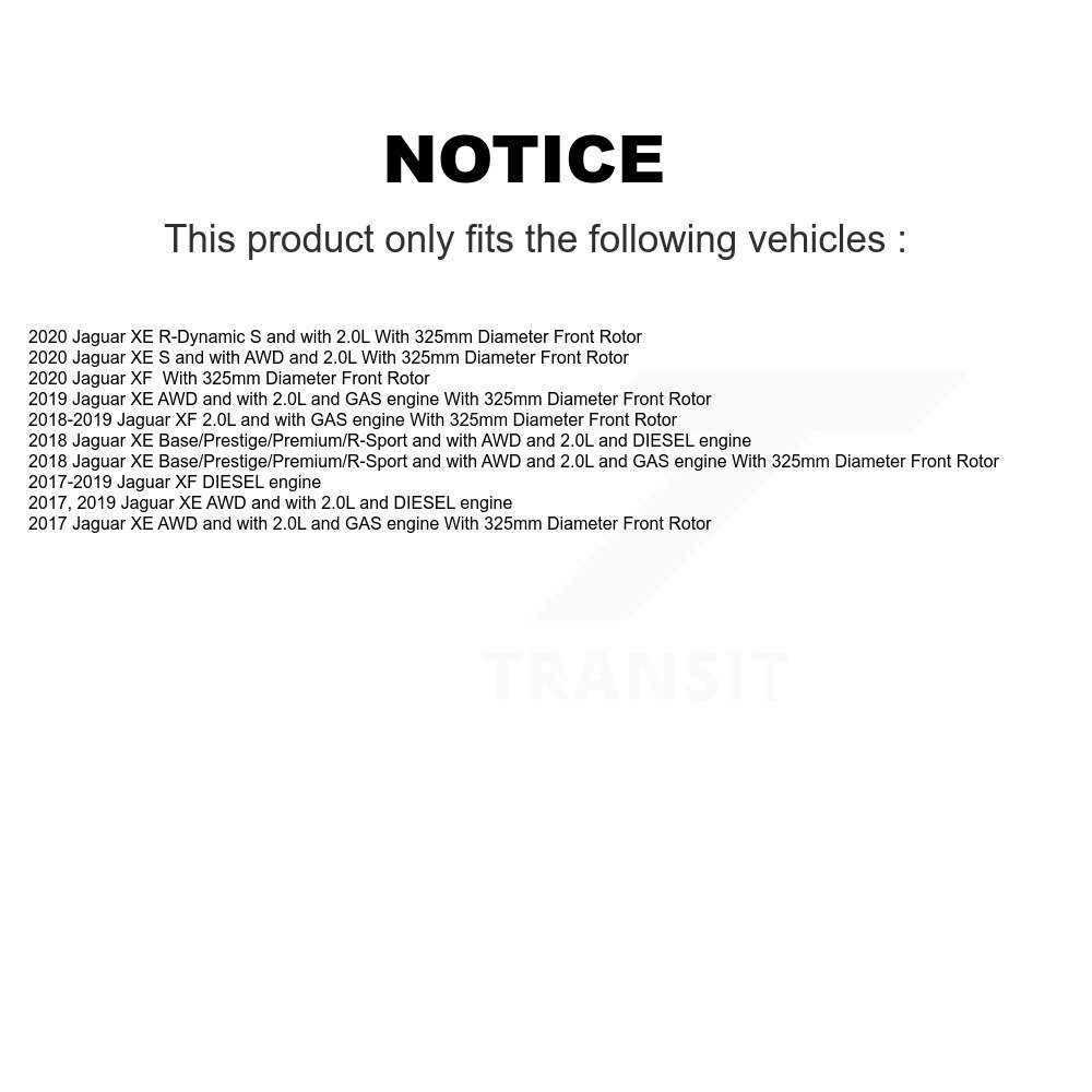 Front Ceramic Disc Brake Pads And Wear Sensor Pairs Kit For Jaguar XE XF KCW-100690 - Image 2