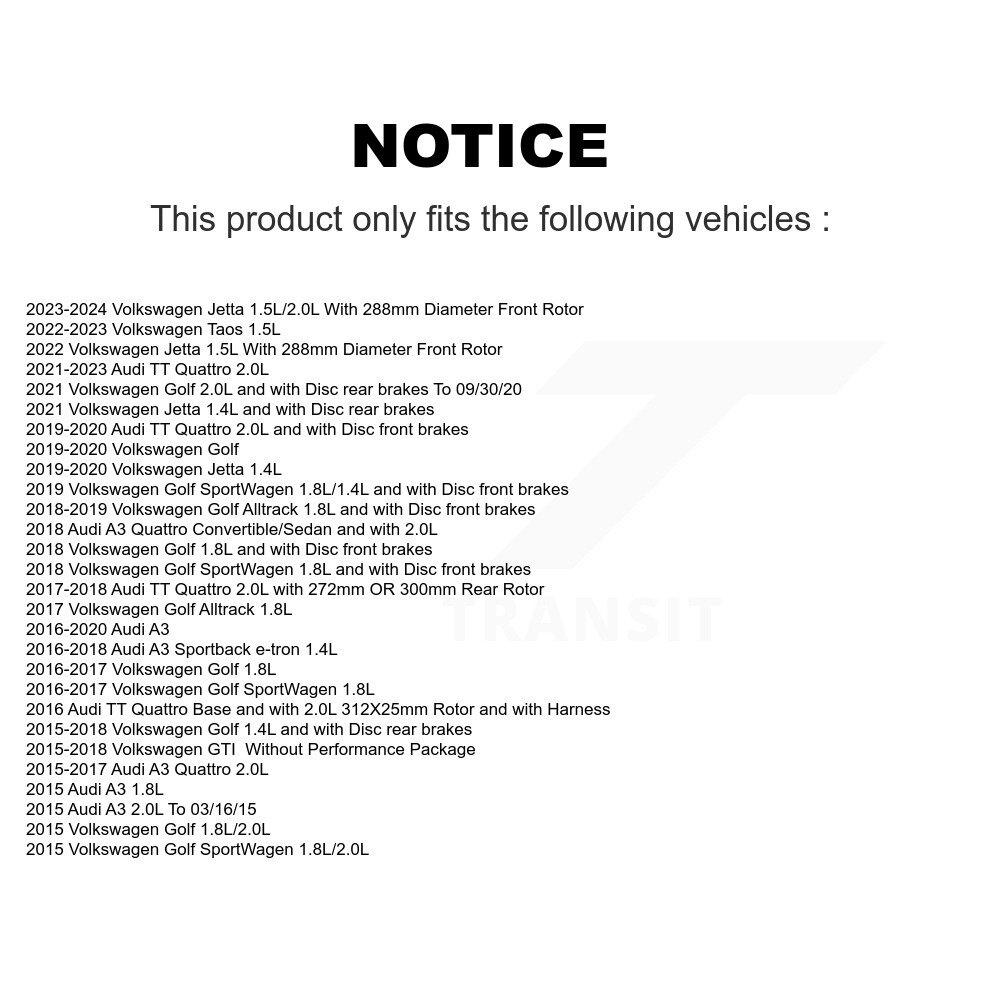 Front Ceramic Brake Pad & Extra Wear Sensor Pair Kit For Volkswagen Golf Jetta SportWagen KCW-100756 - Image 2