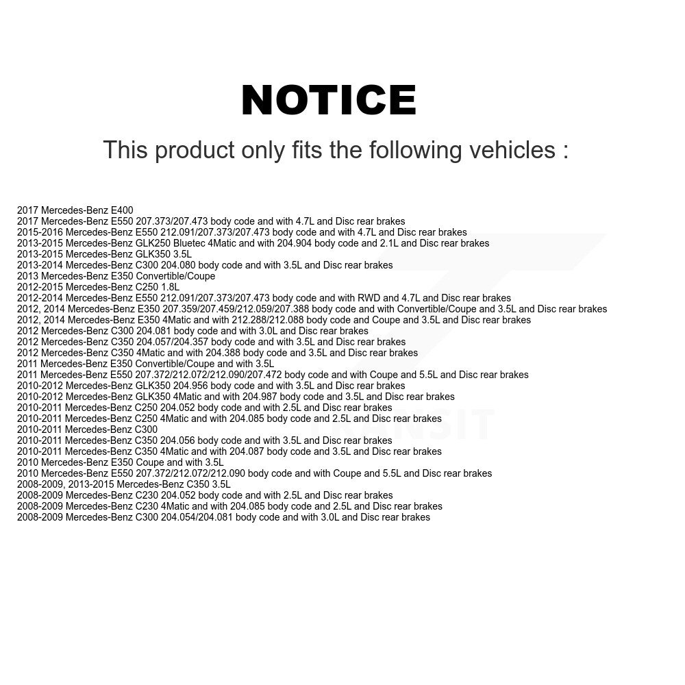 Rear Ceramic Brake Pad And Wear Sensor Kit For Mercedes-Benz C300 GLK350 GLK250 E350 C350 KCW-100846 - Image 2