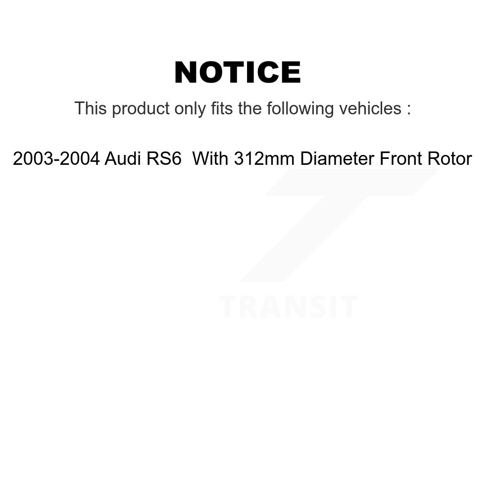 Front Rear Ceramic Brake Pads Kit For 2003-2004 Audi RS6 With 312mm Diameter Rotor KCX-100278 - Image 2